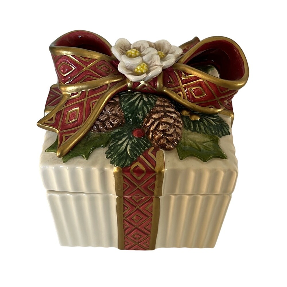 Fitz and Floyd Christmas Rose‎ Candy Jar